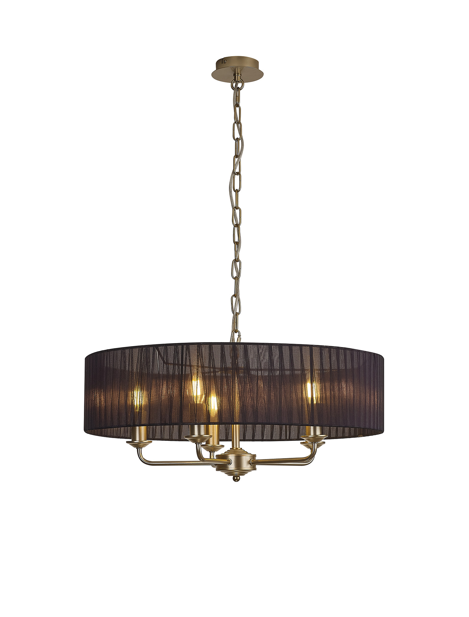 DK0962  Banyan 45cm 3 Light Pendant Champagne Gold, Black